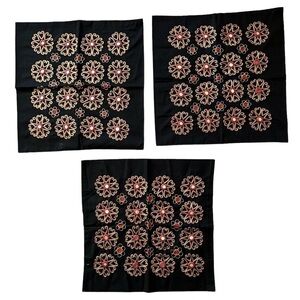 Black Red Mirror-Inlaid Accent Cushion Cover with Embroidery